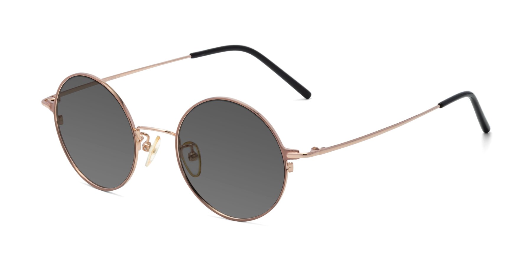 Angle of 18009 in Pink-Gold with Medium Gray Tinted Lenses
