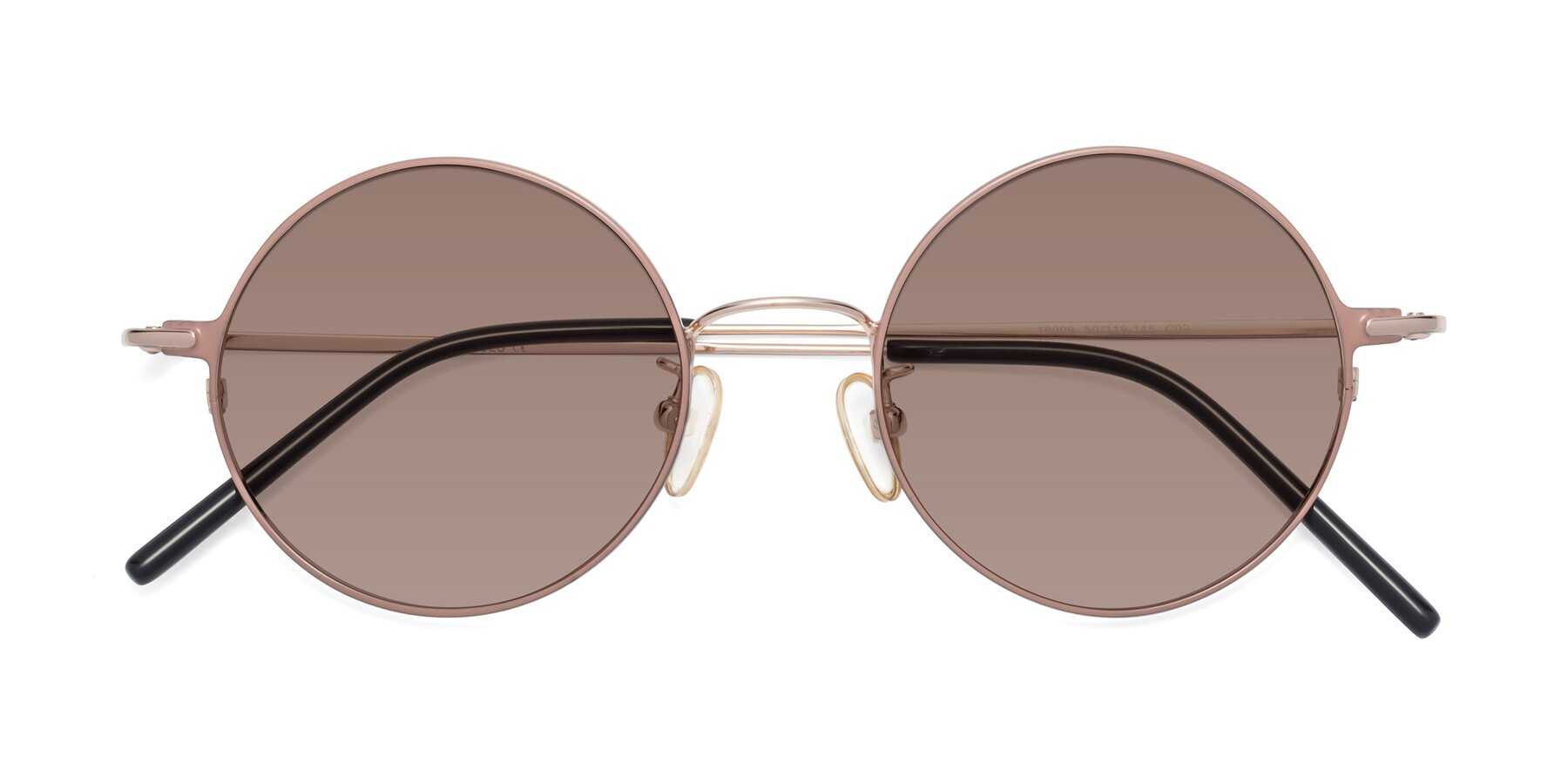 Folded Front of 18009 in Pink-Gold with Medium Brown Tinted Lenses