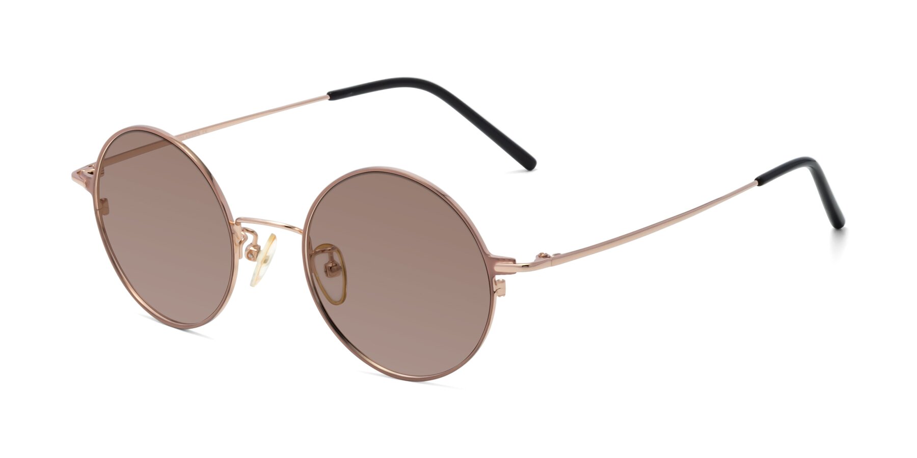 Angle of 18009 in Pink-Gold with Medium Brown Tinted Lenses