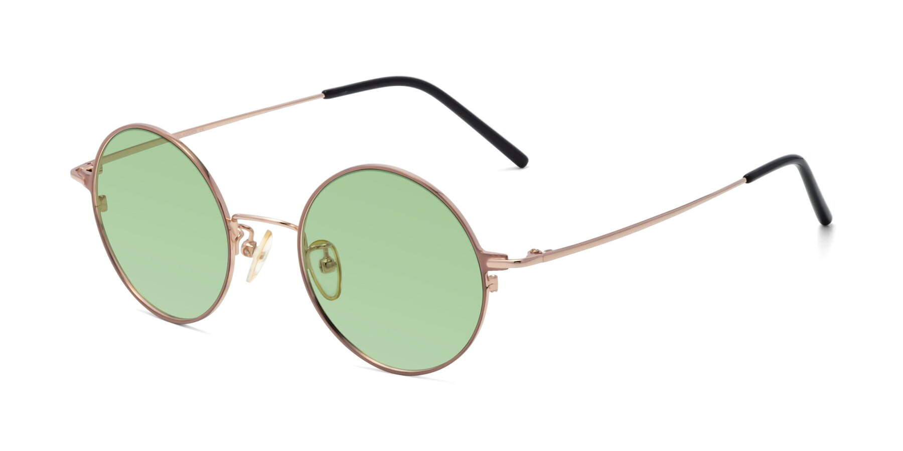 Angle of 18009 in Pink-Gold with Medium Green Tinted Lenses