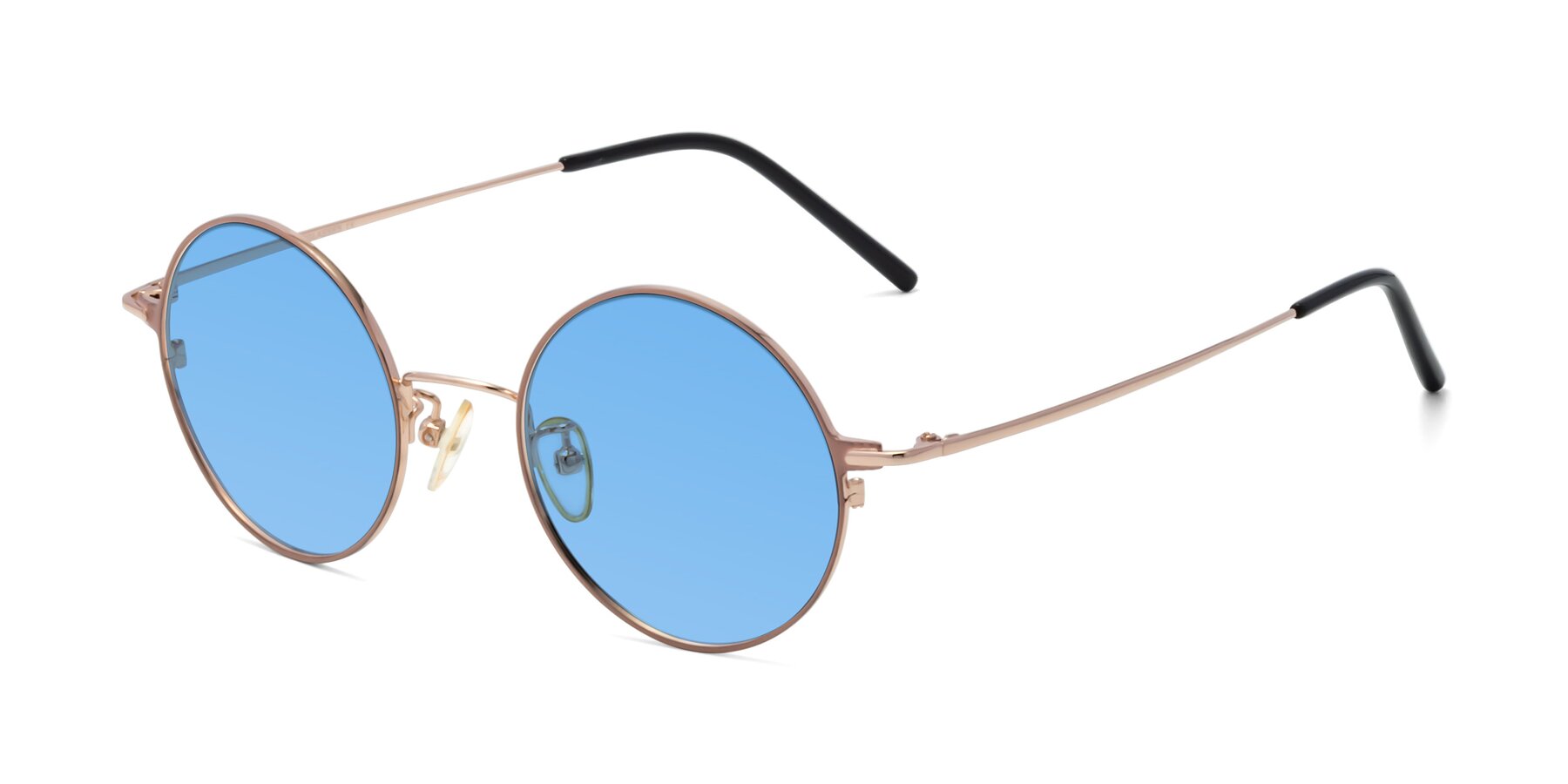 Angle of 18009 in Pink-Gold with Medium Blue Tinted Lenses