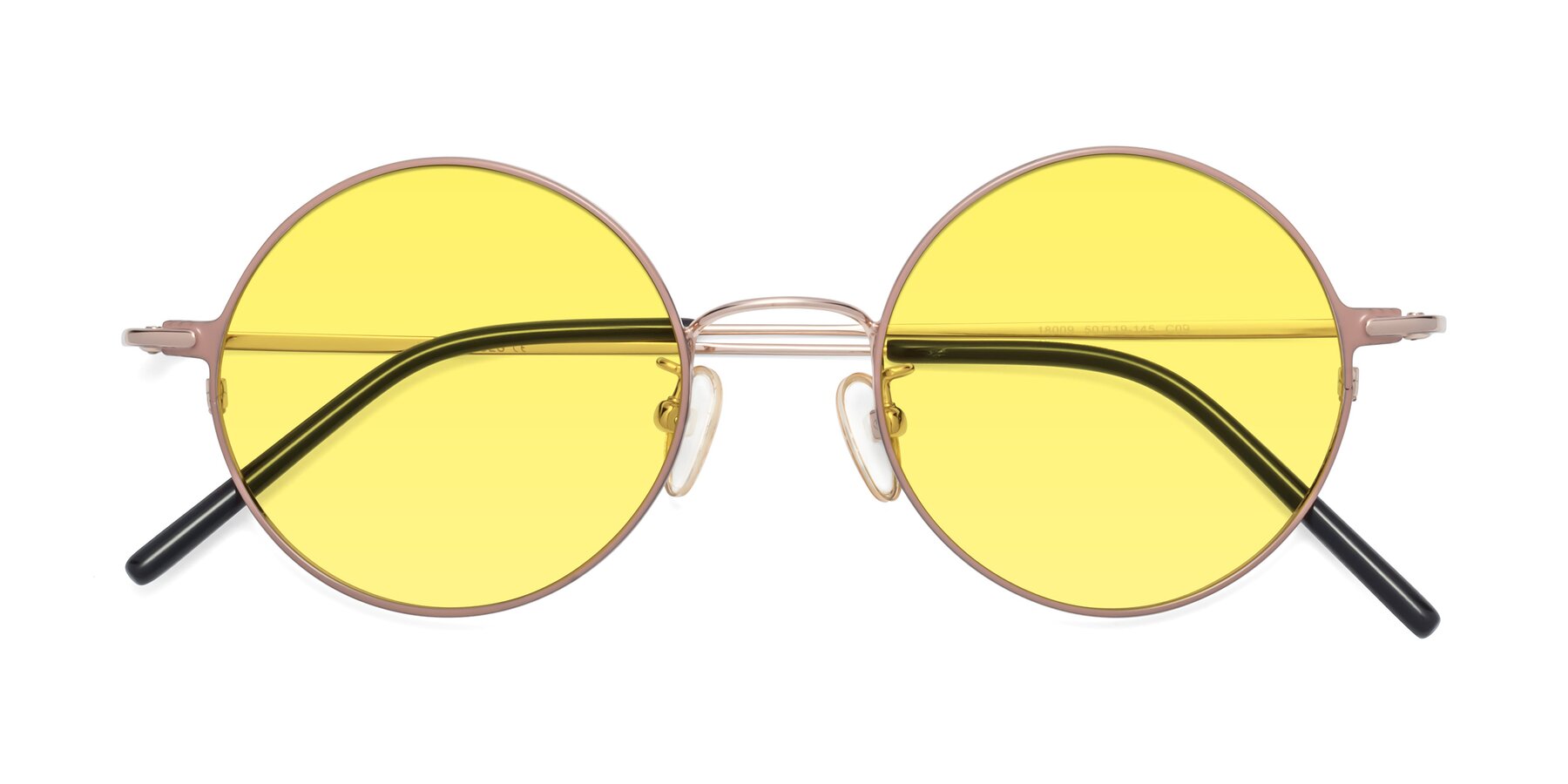 Folded Front of 18009 in Pink-Gold with Medium Yellow Tinted Lenses