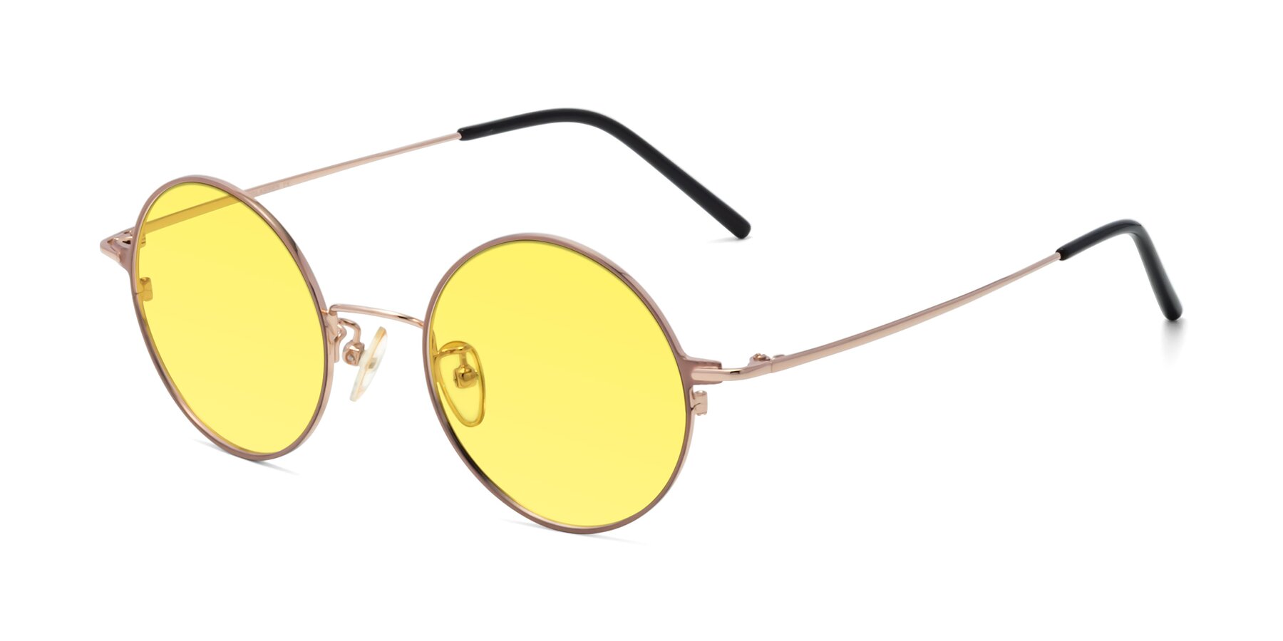 Angle of 18009 in Pink-Gold with Medium Yellow Tinted Lenses