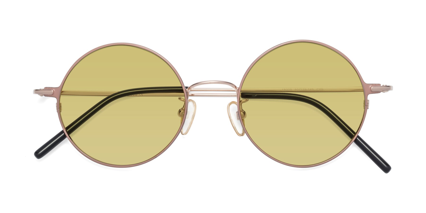 Folded Front of 18009 in Pink-Gold with Medium Champagne Tinted Lenses