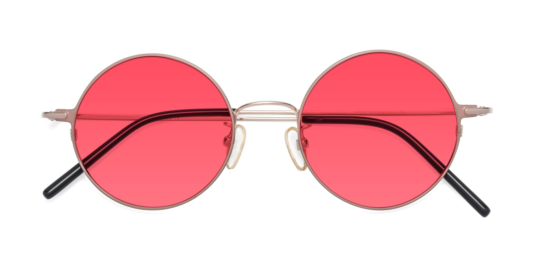 Folded Front of 18009 in Pink-Gold with Red Tinted Lenses