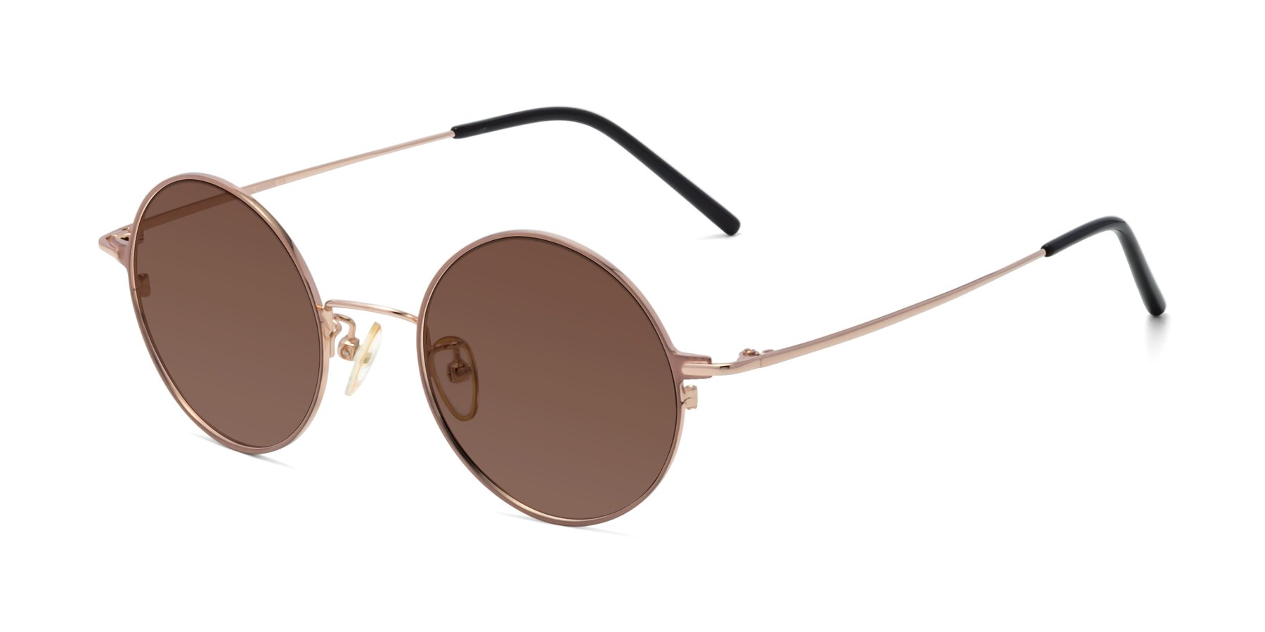 Angle of 18009 in Pink-Gold with Brown Tinted Lenses