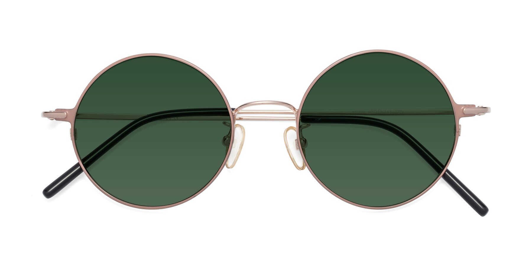 Folded Front of 18009 in Pink-Gold with Green Tinted Lenses