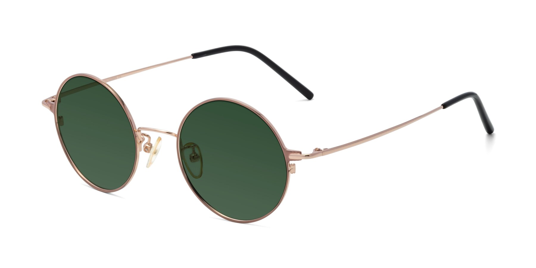 Angle of 18009 in Pink-Gold with Green Tinted Lenses