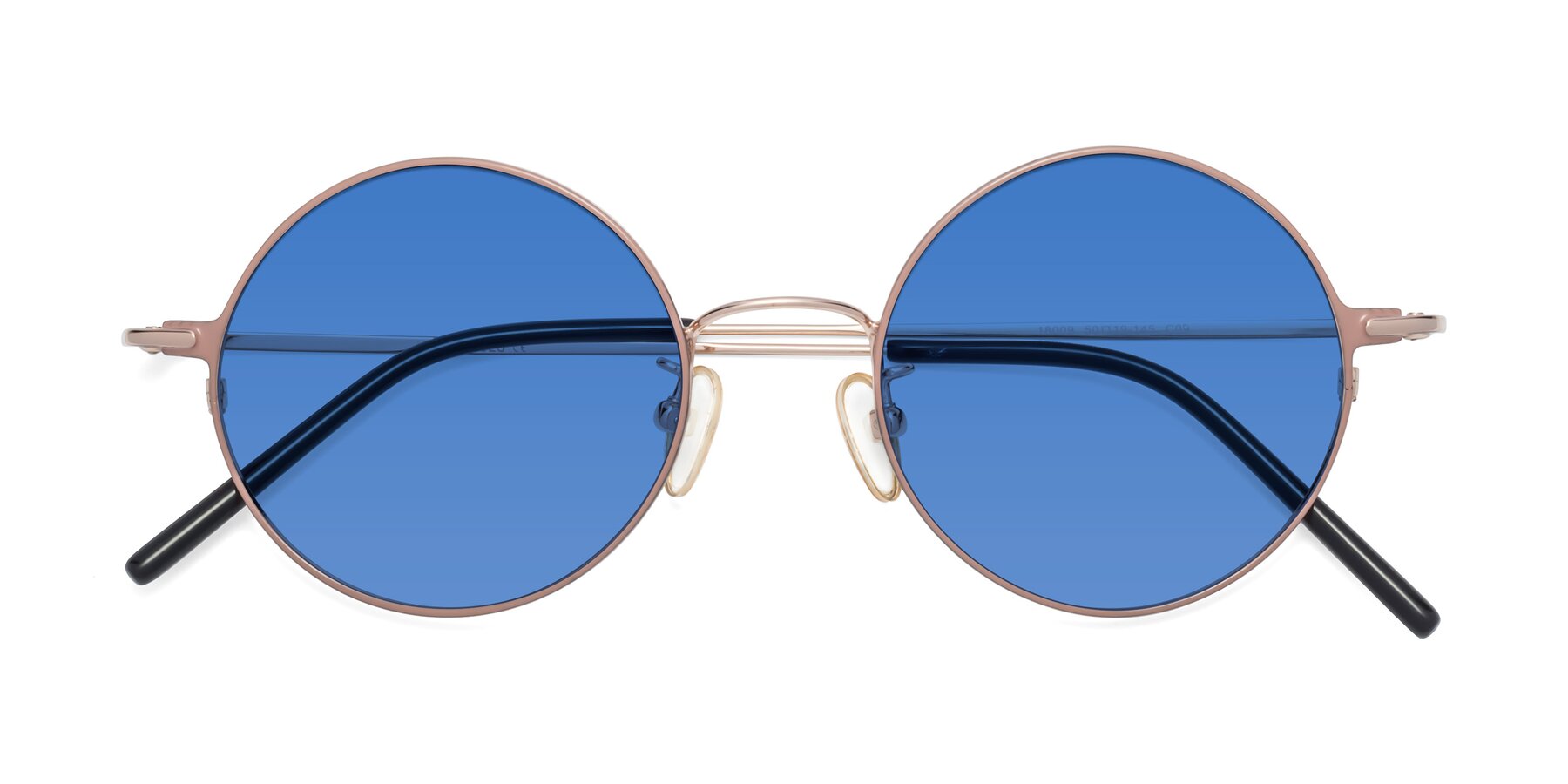 Folded Front of 18009 in Pink-Gold with Blue Tinted Lenses
