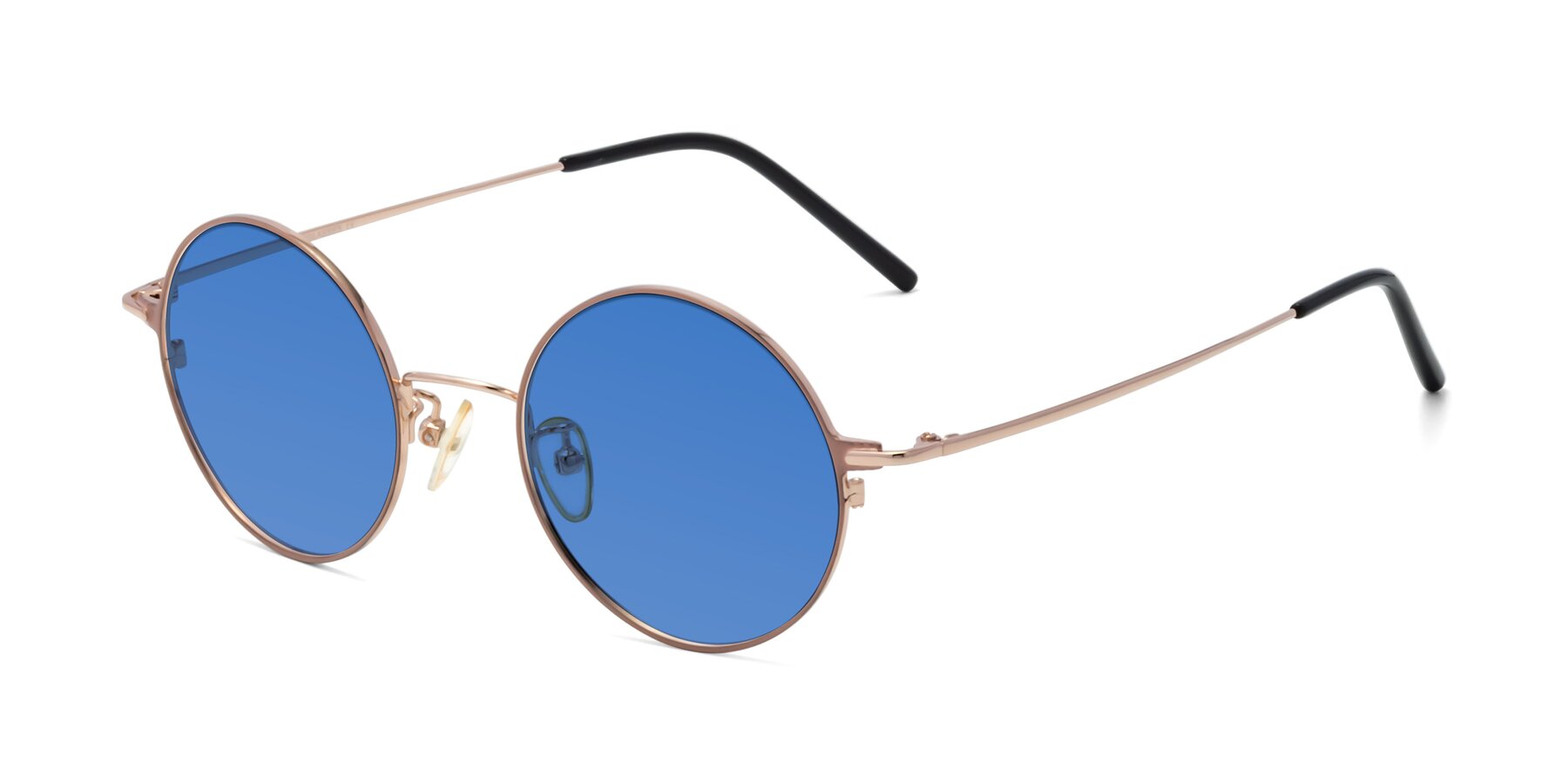 Angle of 18009 in Pink-Gold with Blue Tinted Lenses