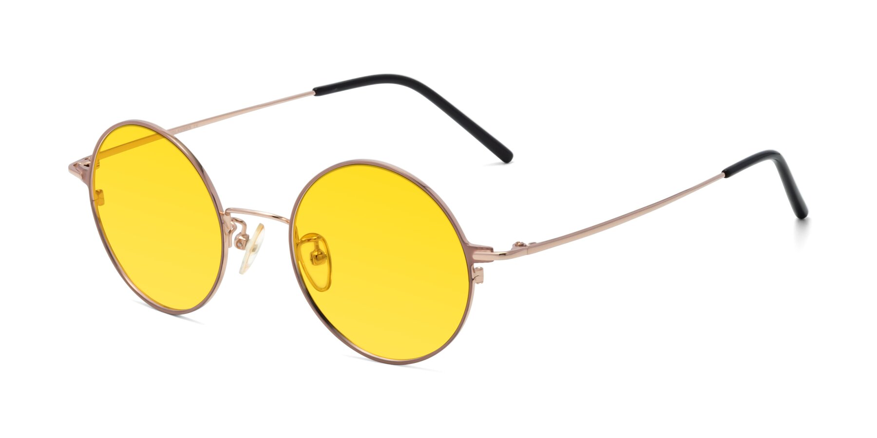 Angle of 18009 in Pink-Gold with Yellow Tinted Lenses