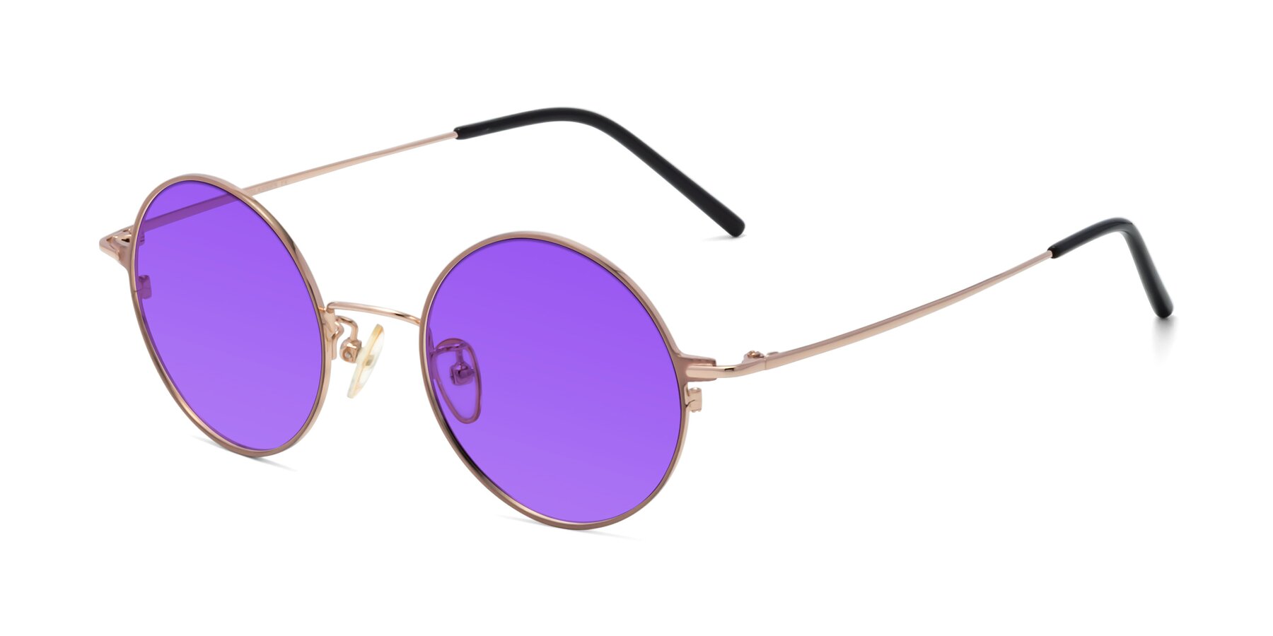 Angle of 18009 in Pink-Gold with Purple Tinted Lenses
