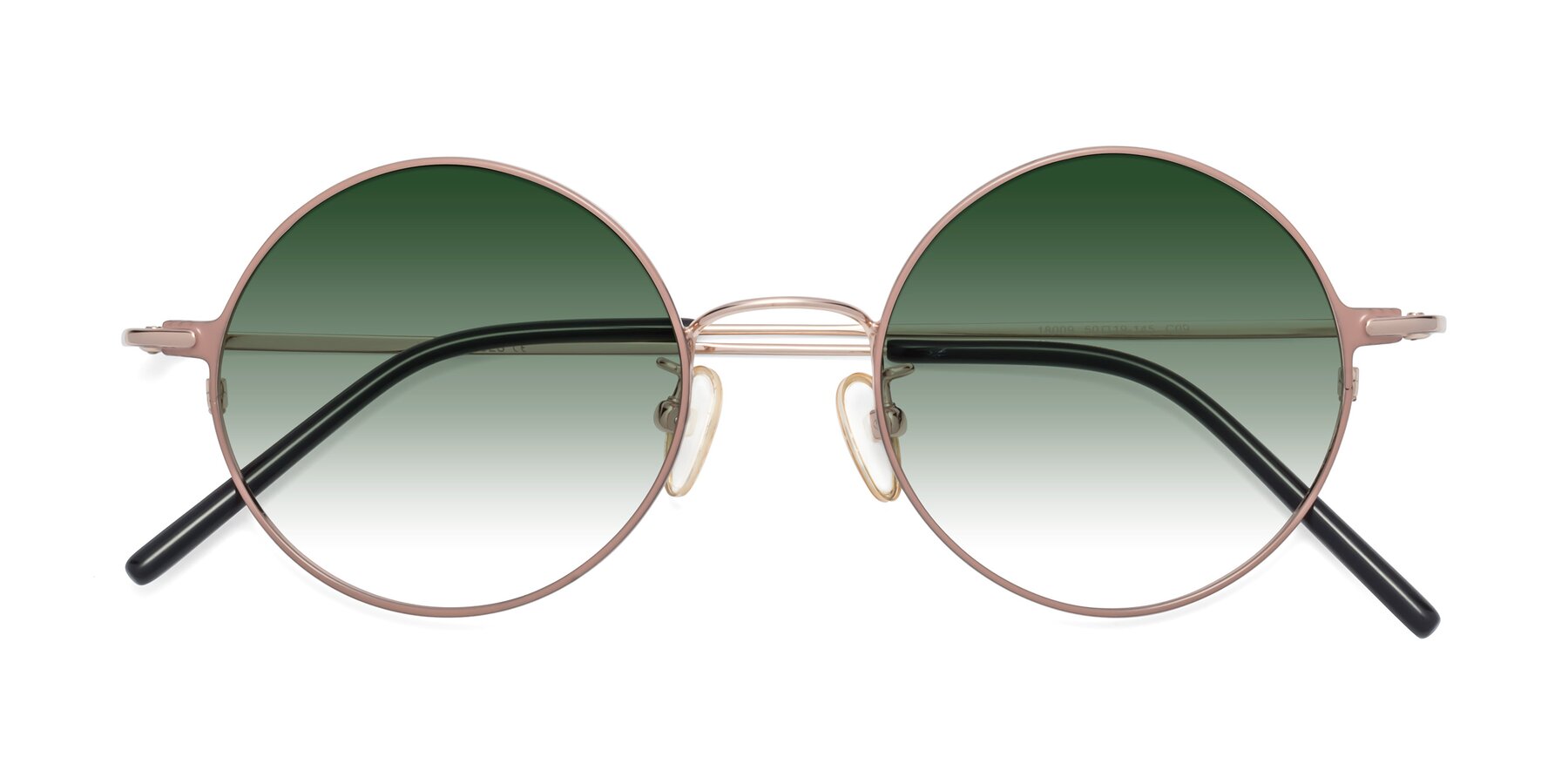 Folded Front of 18009 in Pink-Gold with Green Gradient Lenses