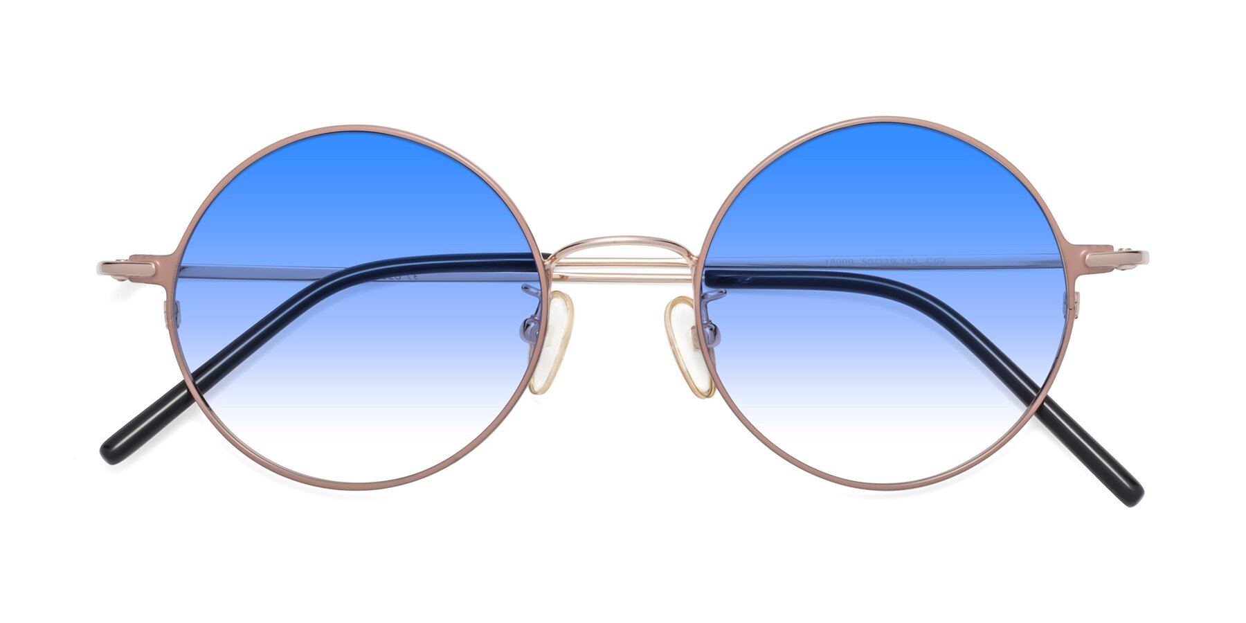 Folded Front of 18009 in Pink-Gold with Blue Gradient Lenses