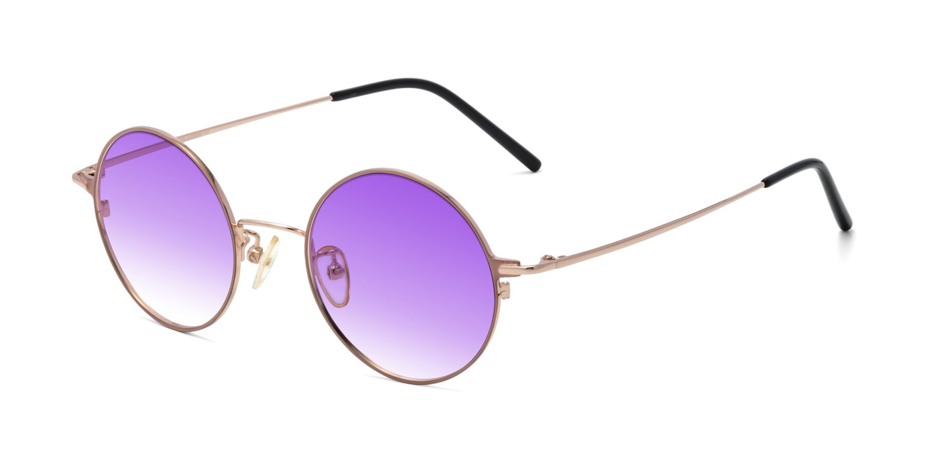 Angle of 18009 in Pink-Gold with Purple Gradient Lenses
