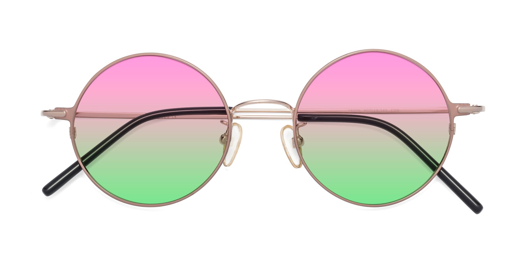 Folded Front of 18009 in Pink-Gold with Pink / Green Gradient Lenses