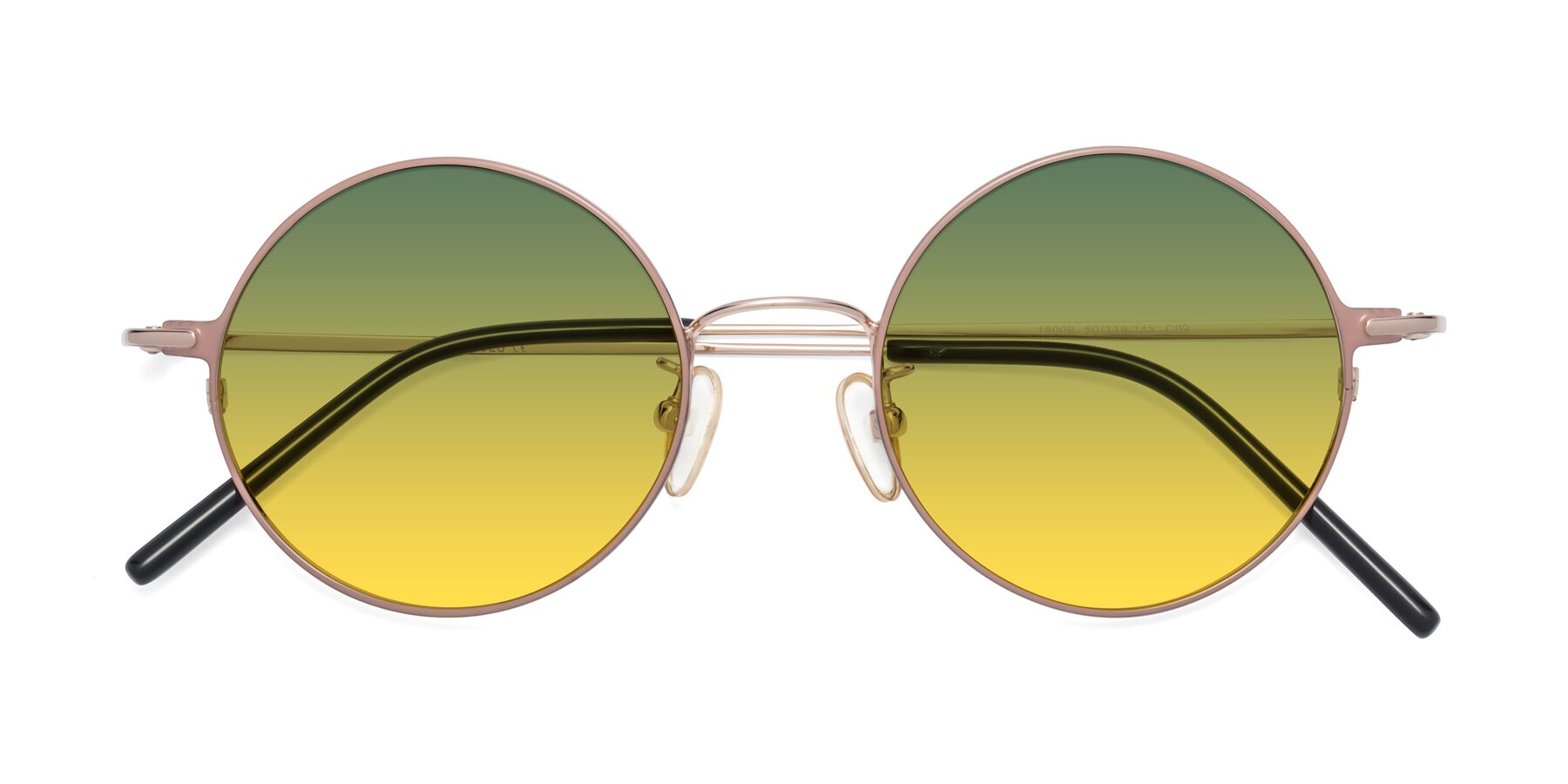 Folded Front of 18009 in Pink-Gold with Green / Yellow Gradient Lenses