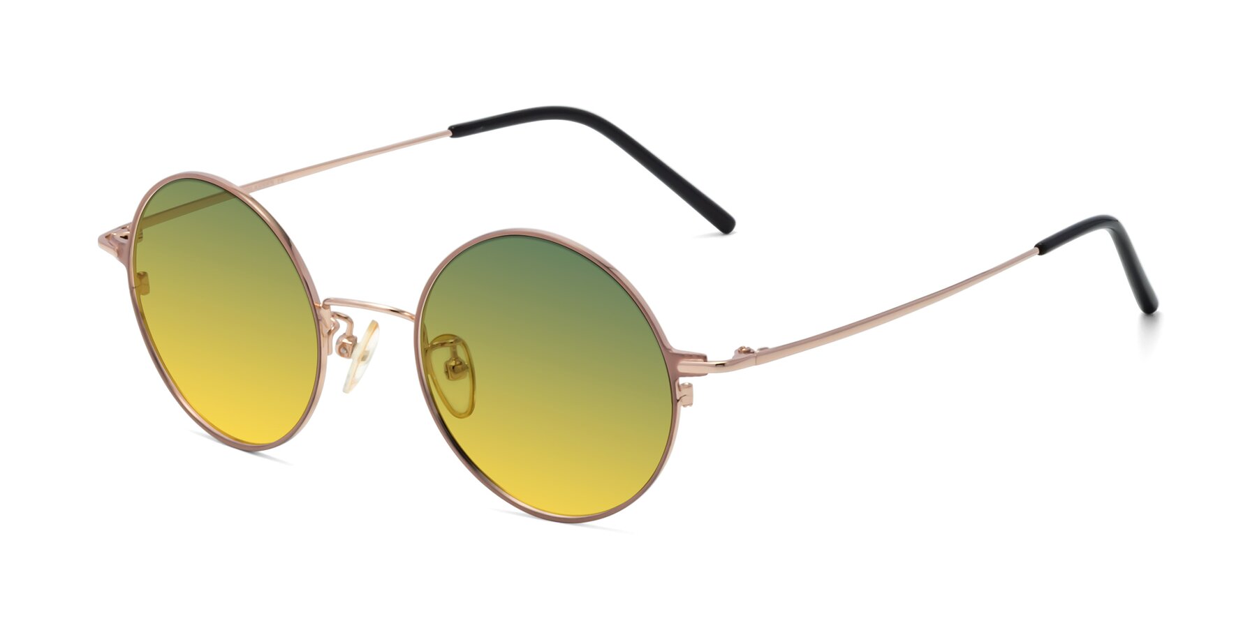 Angle of 18009 in Pink-Gold with Green / Yellow Gradient Lenses