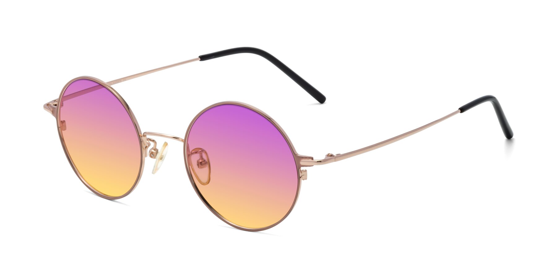 Angle of 18009 in Pink-Gold with Purple / Yellow Gradient Lenses