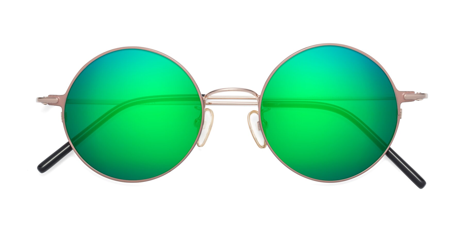 Folded Front of 18009 in Pink-Gold with Green Mirrored Lenses