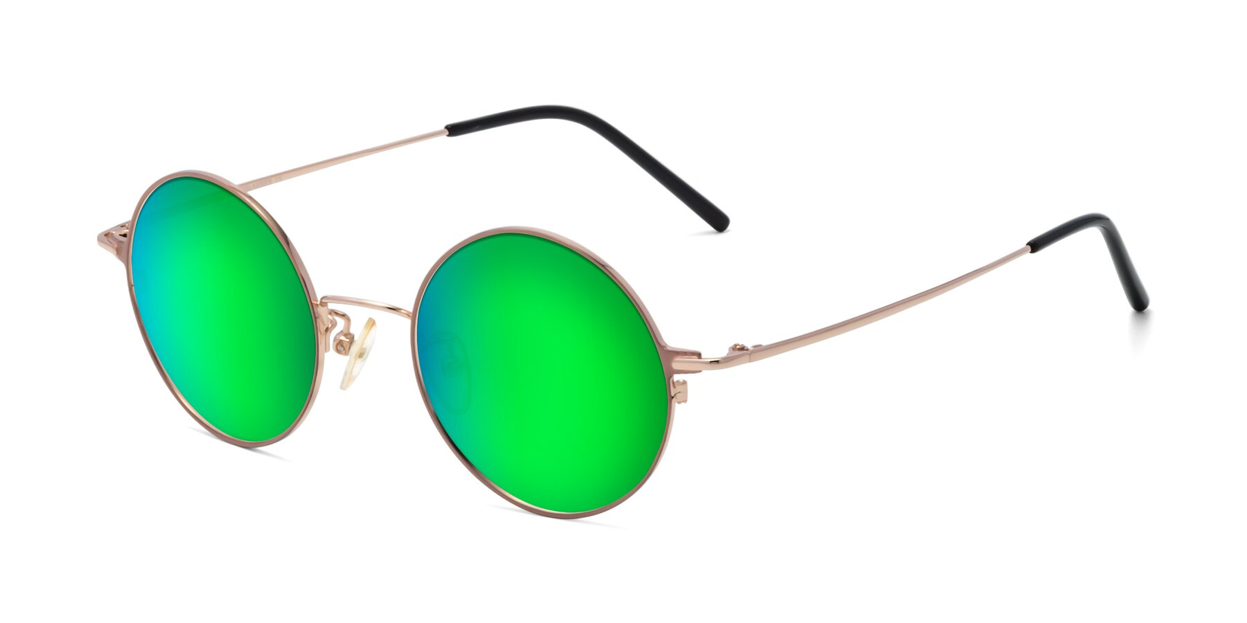 Angle of 18009 in Pink-Gold with Green Mirrored Lenses