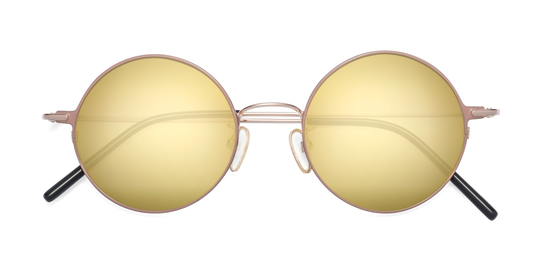 Folded Front of 18009 in Pink-Gold with Gold Mirrored Lenses