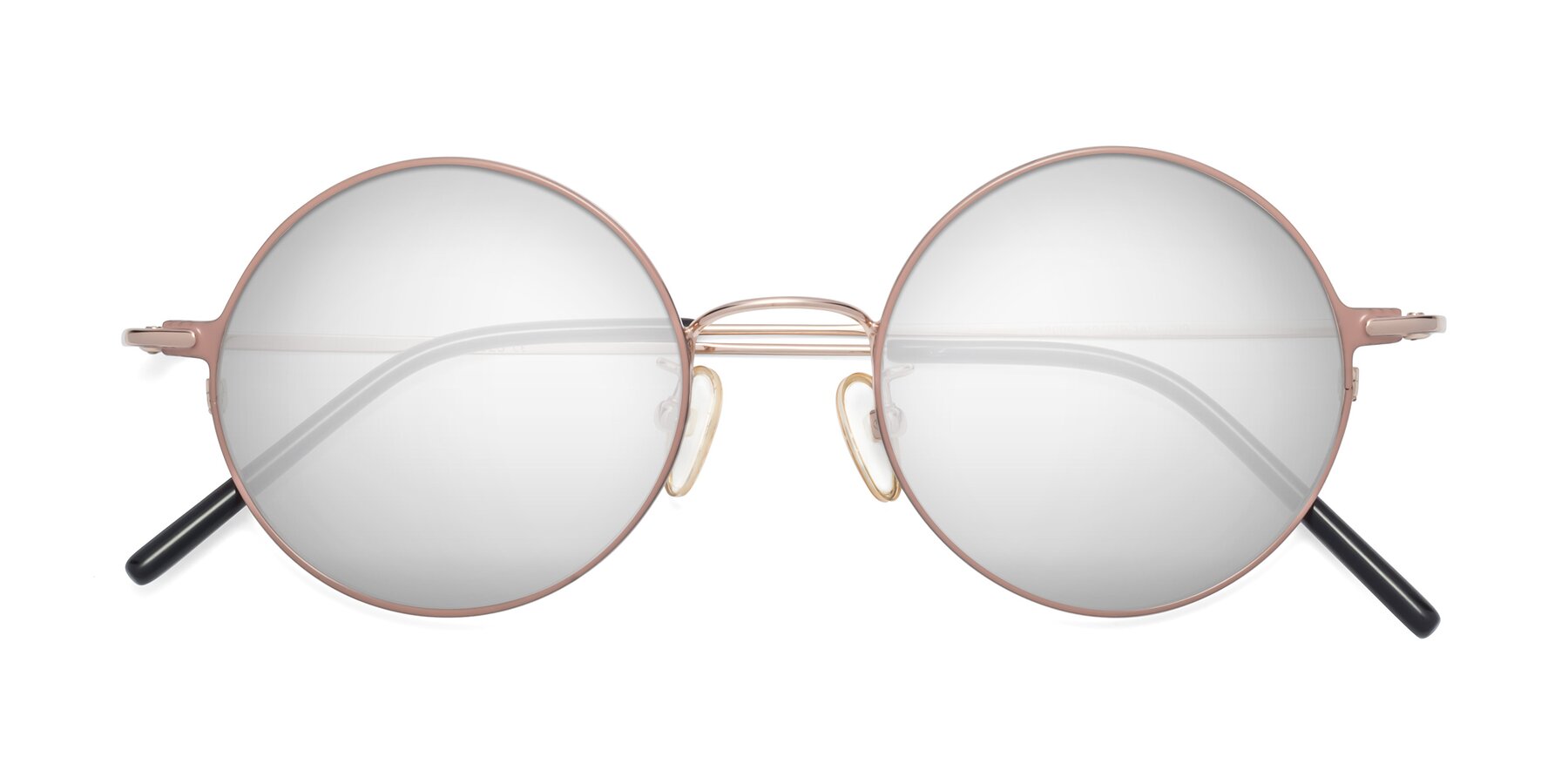Folded Front of 18009 in Pink-Gold with Silver Mirrored Lenses