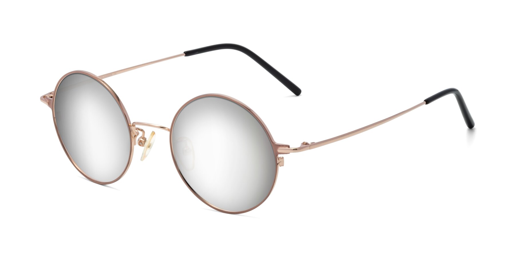 Angle of 18009 in Pink-Gold with Silver Mirrored Lenses