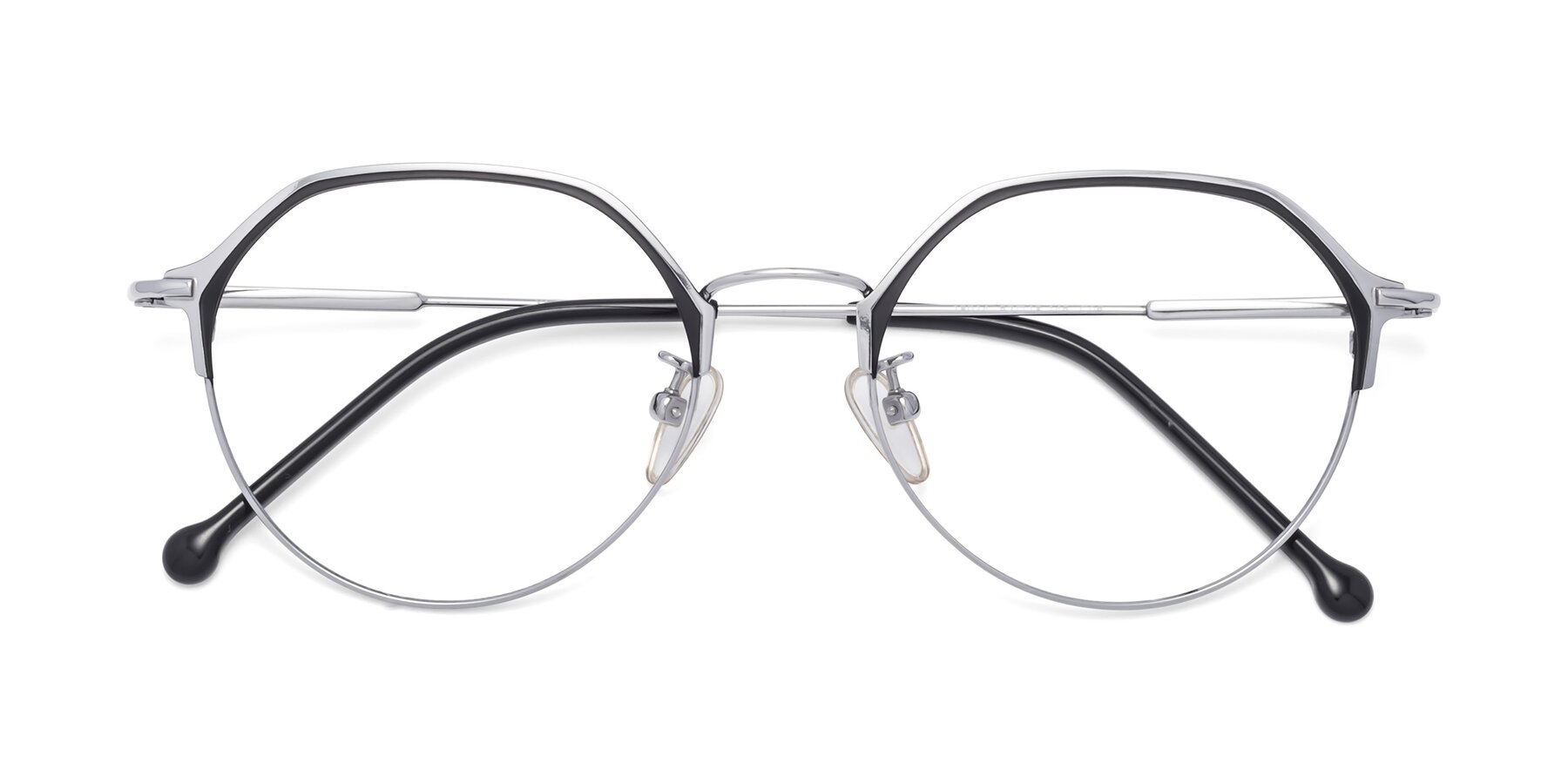 Folded Front of 18014 in Black-Silver with Clear Eyeglass Lenses