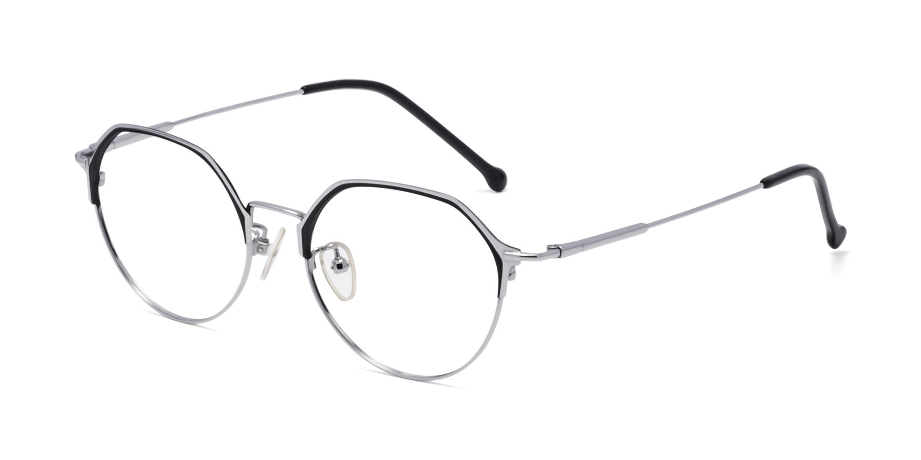 Angle of 18014 in Black-Silver with Clear Reading Eyeglass Lenses