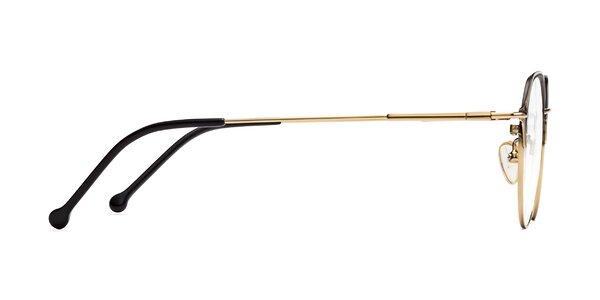 Black-Gold Browline Titanium Geometric Eyeglasses - 18014