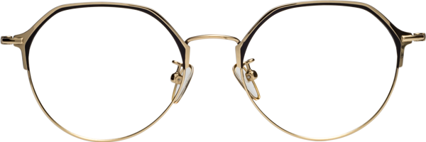 Black Gold Browline Titanium Geometric Eyeglasses 18014