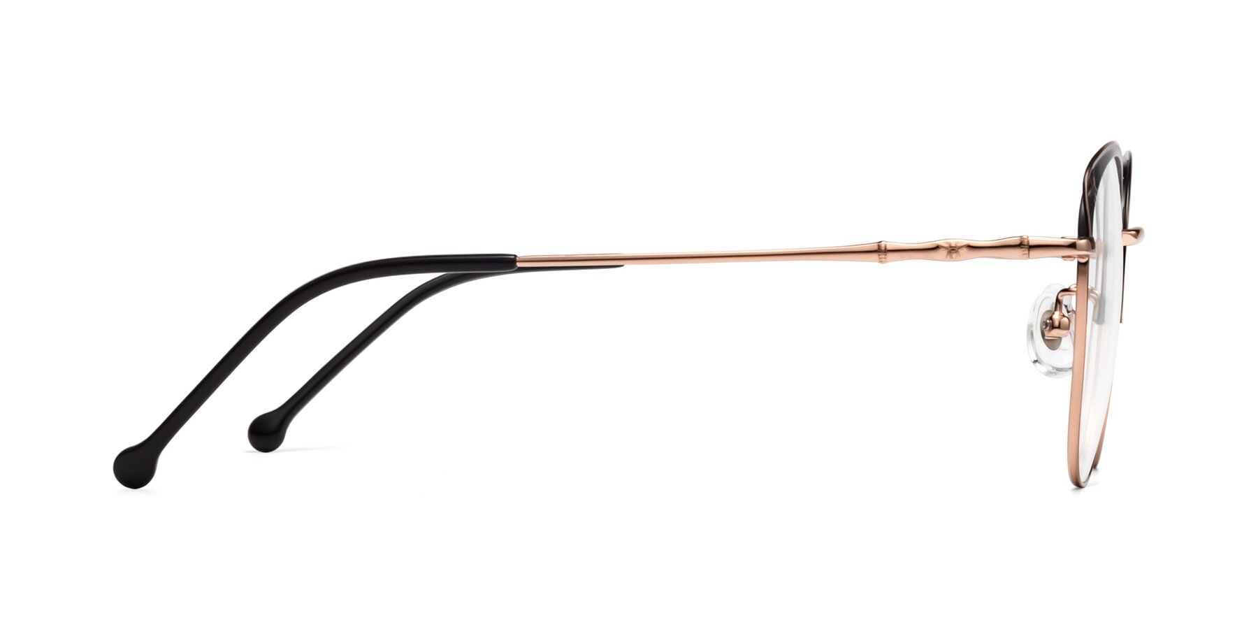 Side of 18019 in Black-Rose Gold with Clear Eyeglass Lenses