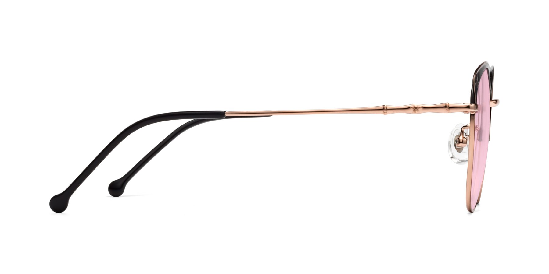 Side of 18019 in Black-Rose Gold with Light Pink Tinted Lenses