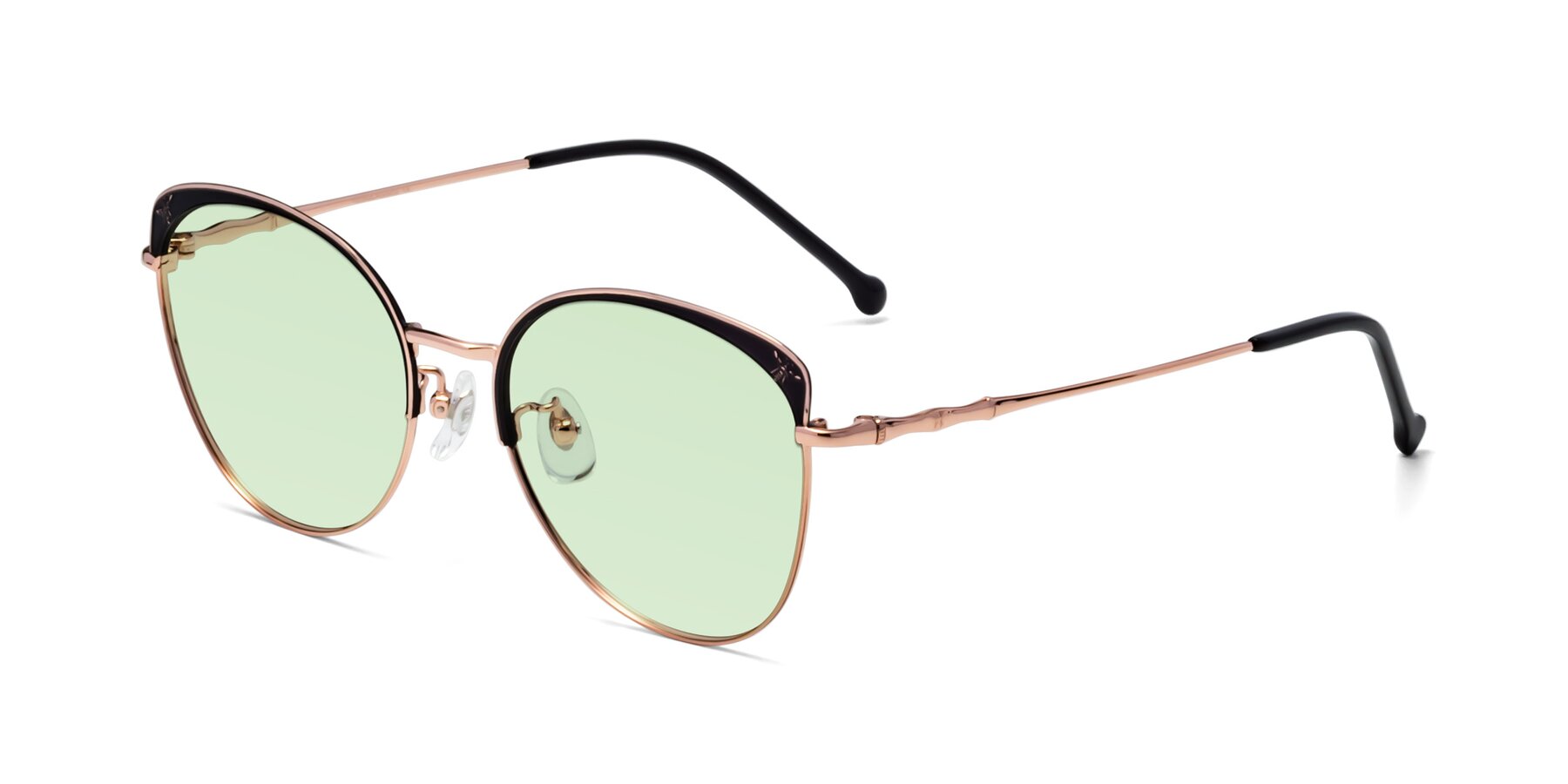 Angle of 18019 in Black-Rose Gold with Light Green Tinted Lenses