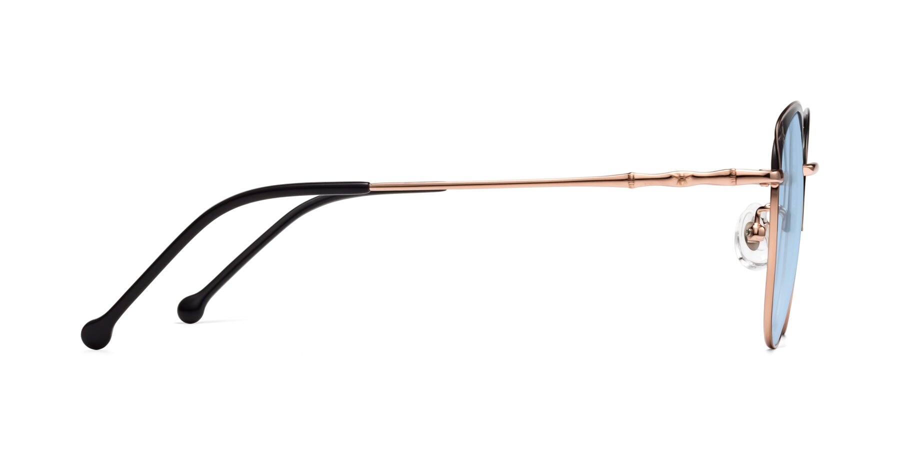 Side of 18019 in Black-Rose Gold with Light Blue Tinted Lenses