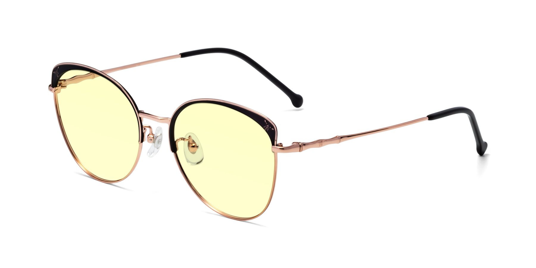 Angle of 18019 in Black-Rose Gold with Light Yellow Tinted Lenses