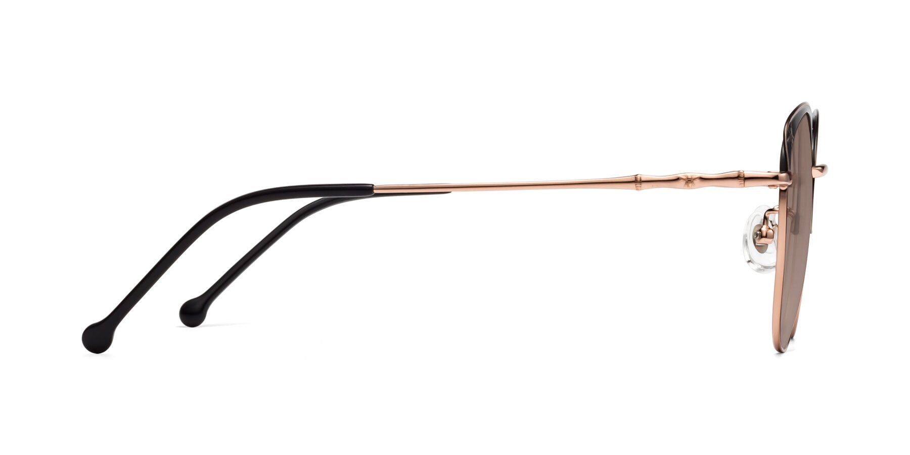 Side of 18019 in Black-Rose Gold with Medium Brown Tinted Lenses