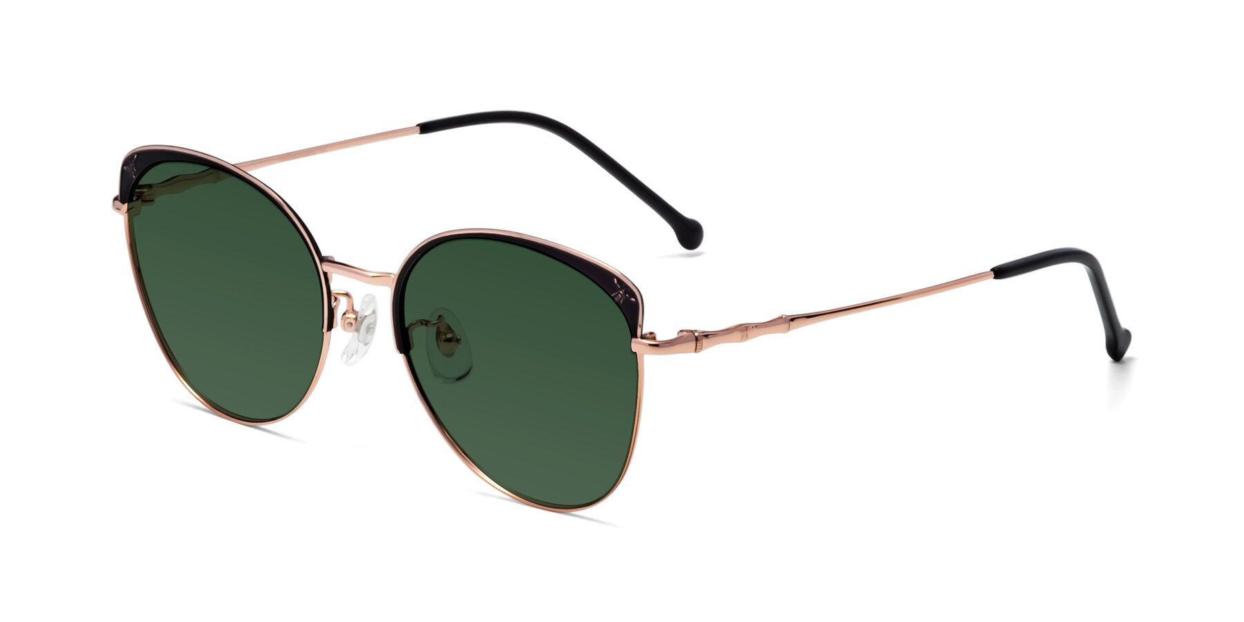Angle of 18019 in Black-Rose Gold with Green Tinted Lenses