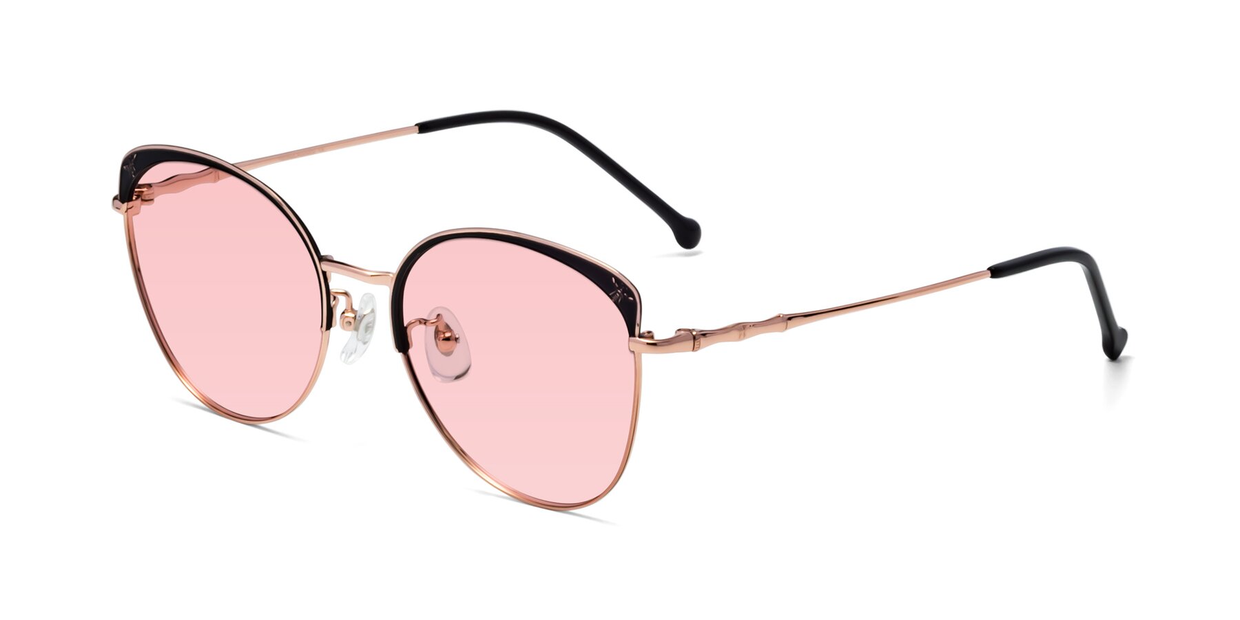 Angle of 18019 in Black-Rose Gold with Light Garnet Tinted Lenses