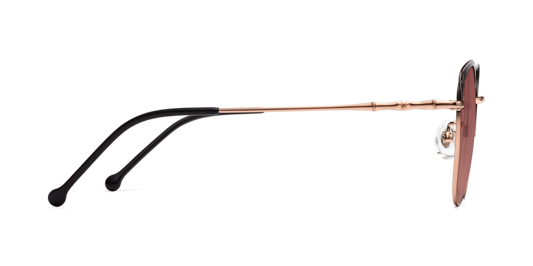 Side of 18019 in Black-Rose Gold with Garnet Tinted Lenses