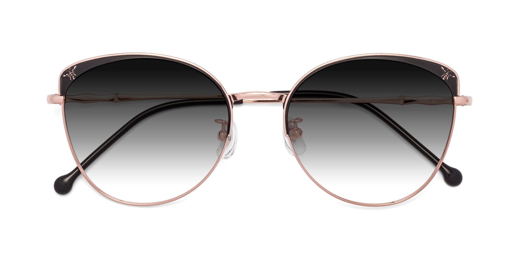 Folded Front of 18019 in Black-Rose Gold with Gray Gradient Lenses