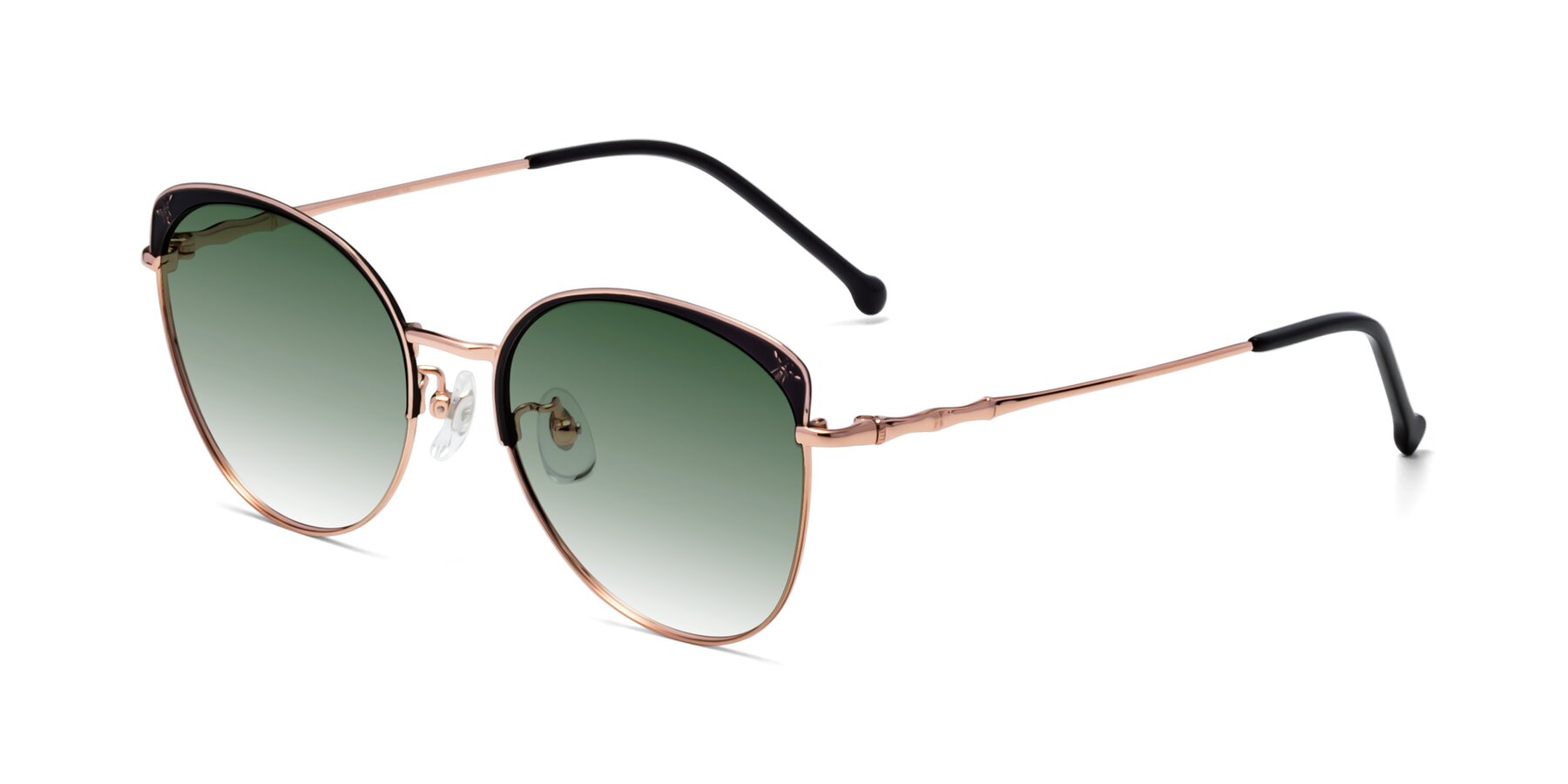 Angle of 18019 in Black-Rose Gold with Green Gradient Lenses