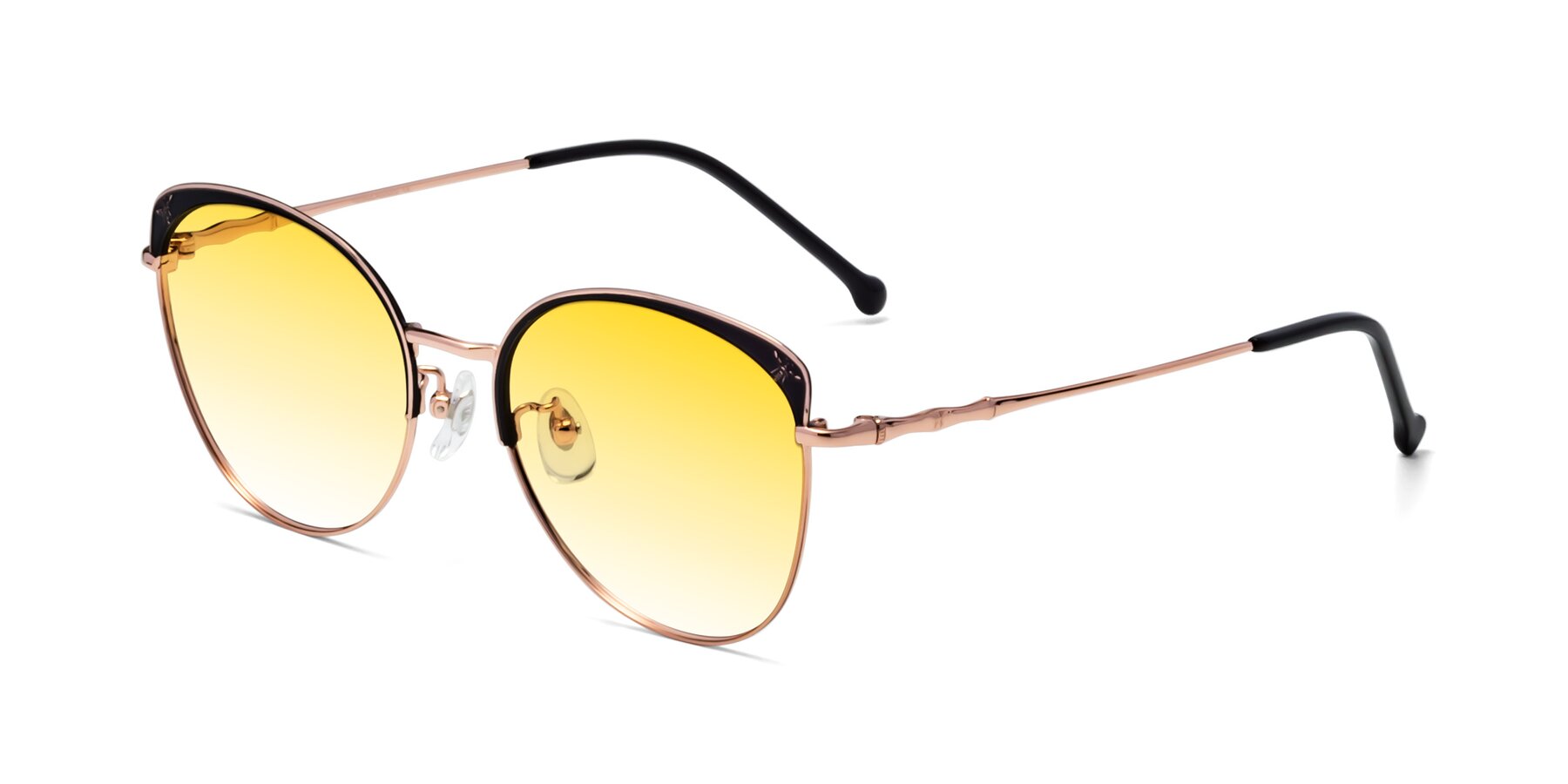 Angle of 18019 in Black-Rose Gold with Yellow Gradient Lenses