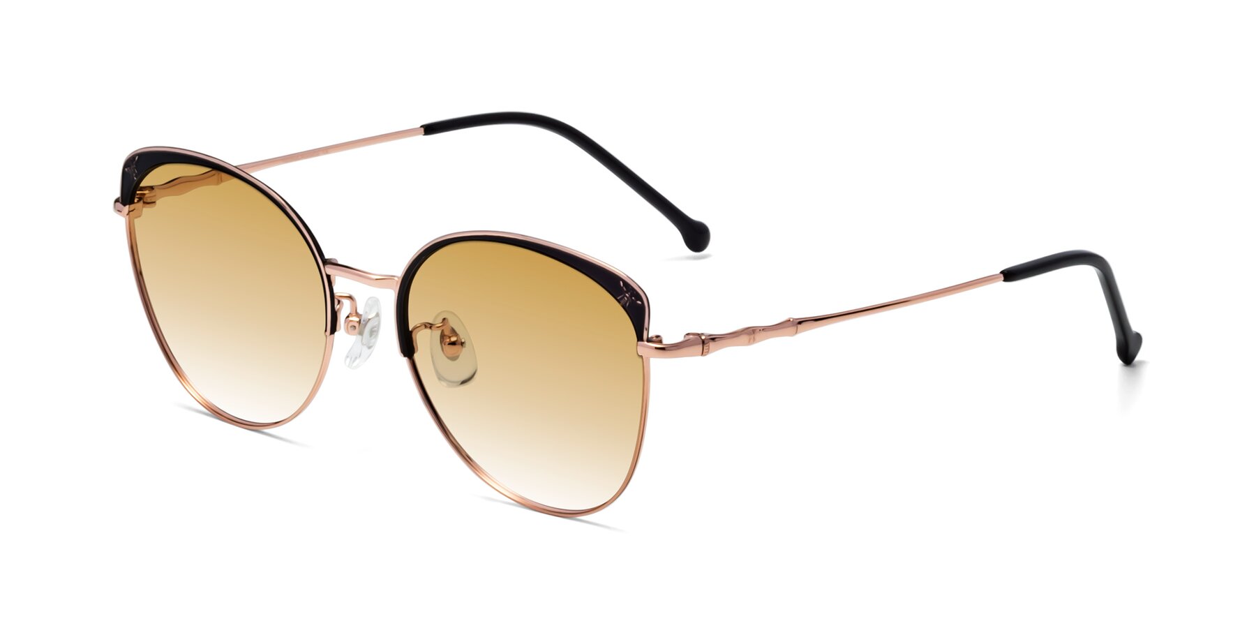 Angle of 18019 in Black-Rose Gold with Champagne Gradient Lenses