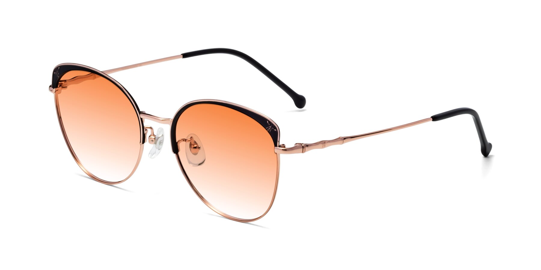 Angle of 18019 in Black-Rose Gold with Orange Gradient Lenses