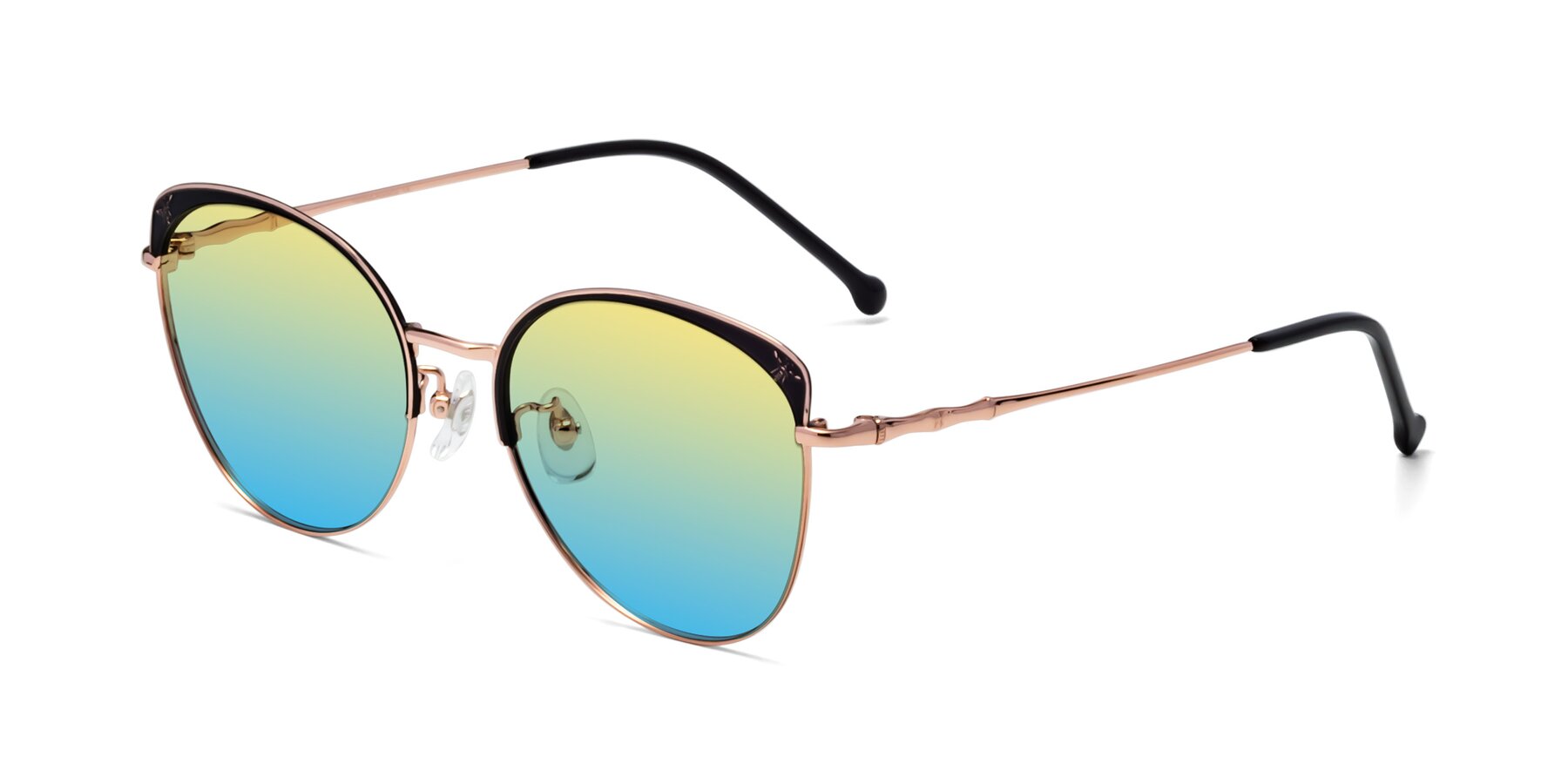 Angle of 18019 in Black-Rose Gold with Yellow / Blue Gradient Lenses