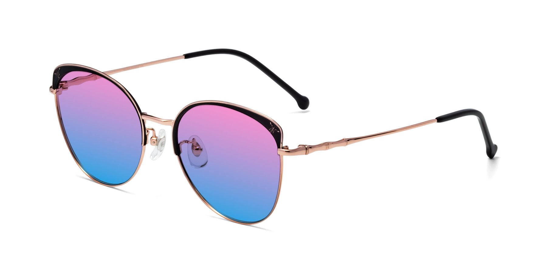 Angle of 18019 in Black-Rose Gold with Pink / Blue Gradient Lenses