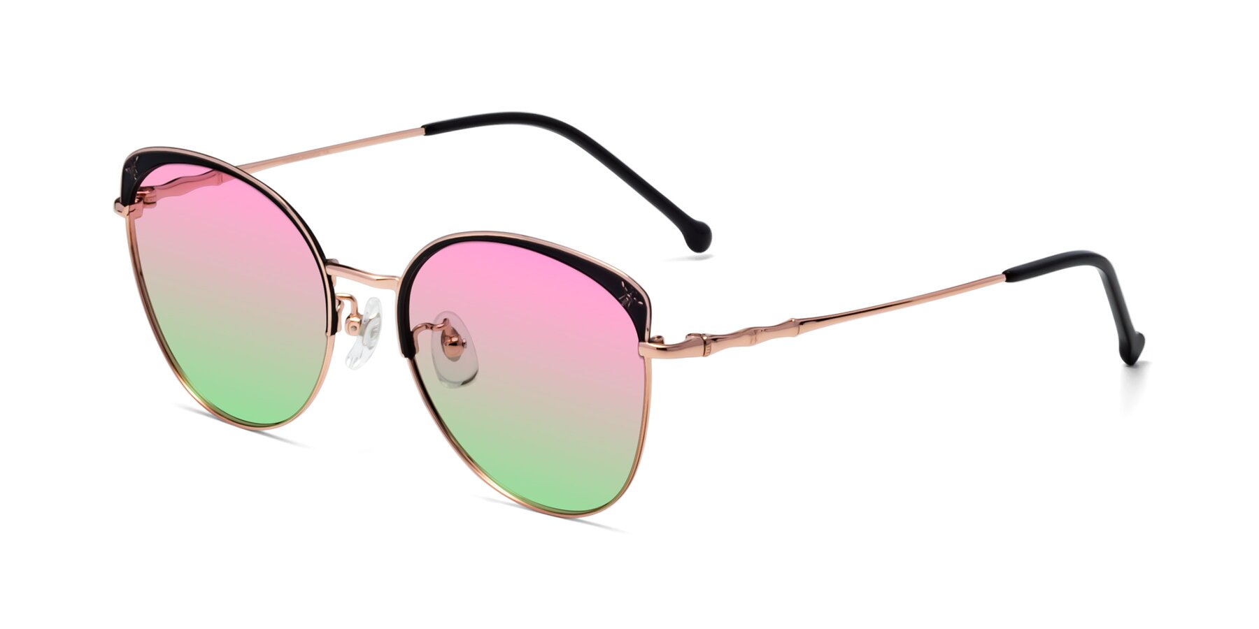 Angle of 18019 in Black-Rose Gold with Pink / Green Gradient Lenses