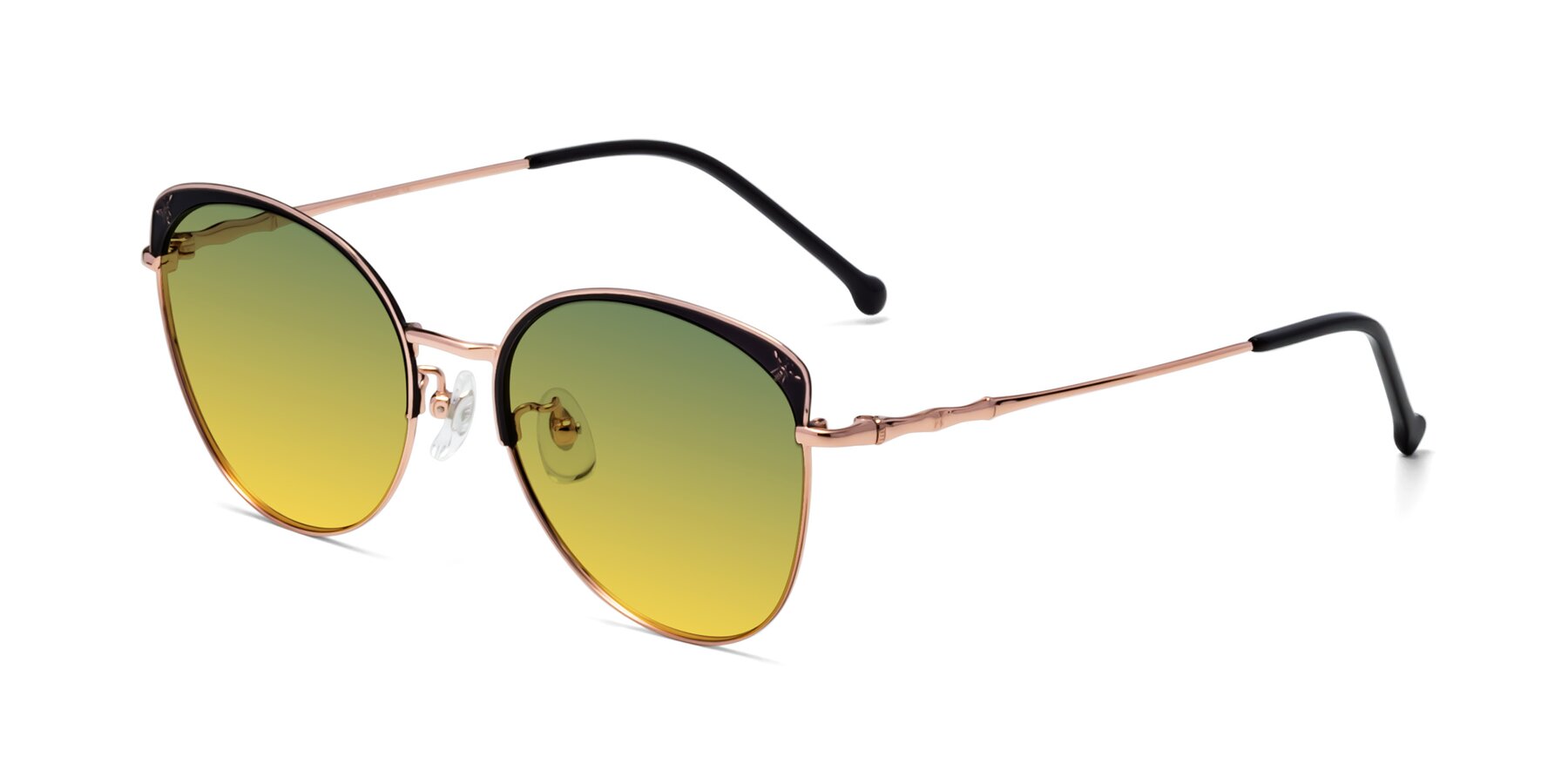Angle of 18019 in Black-Rose Gold with Green / Yellow Gradient Lenses